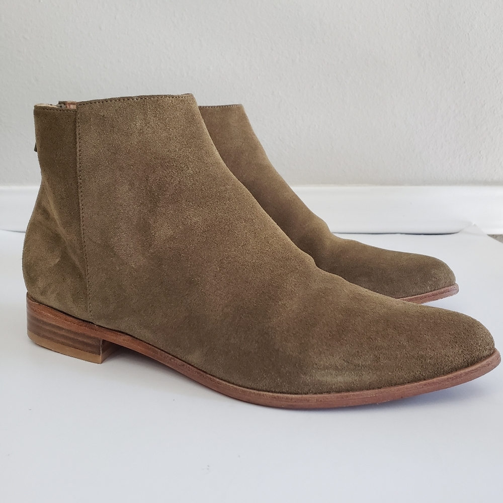 Anthology Paris Chelsea Boots Pointed Toe Suede Ankle Size 37 Low Heel Neutral